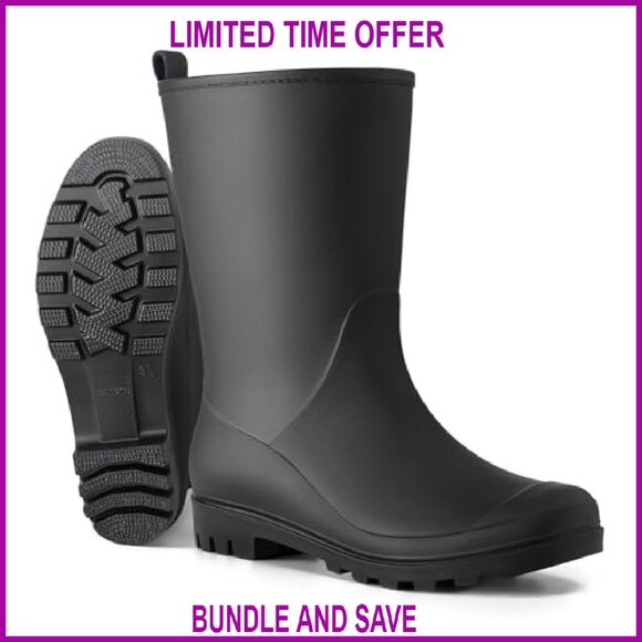 Women's Mid Calf Rain Boots Waterproof Garden Rubber EU 39 - Picture 2 of 8